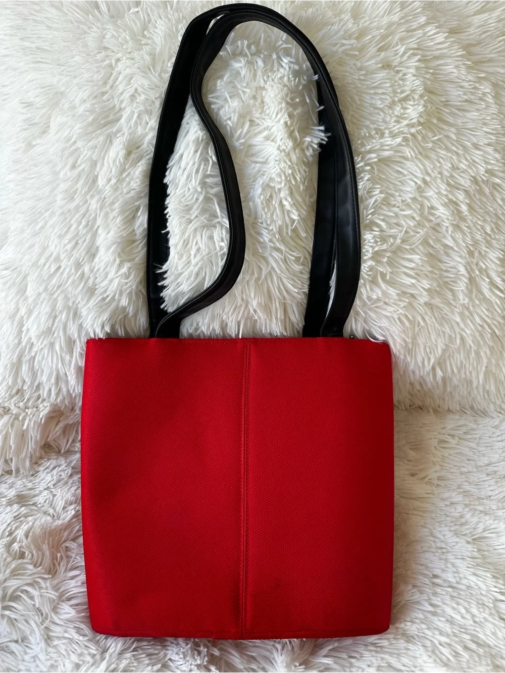 Kate Spade Red Nylon Tote Shoulder Bag Y2K Style Zip Top Black Straps